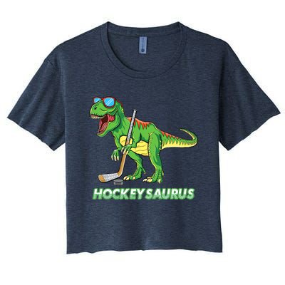 Hockeysaurus Dinosaur Ice Hockey Trex Ice Hockey Premium Women's Crop Top Tee