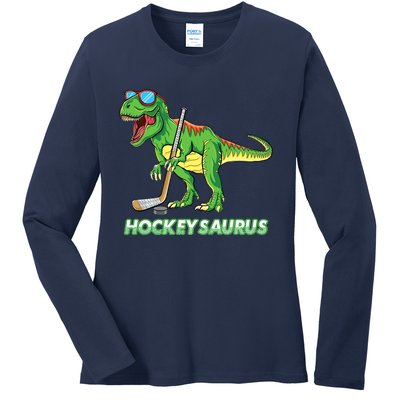 Hockeysaurus Dinosaur Ice Hockey Trex Ice Hockey Premium Ladies Long Sleeve Shirt