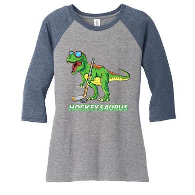 Hockeysaurus Dinosaur Ice Hockey Trex Ice Hockey Premium Women's Tri-Blend 3/4-Sleeve Raglan Shirt