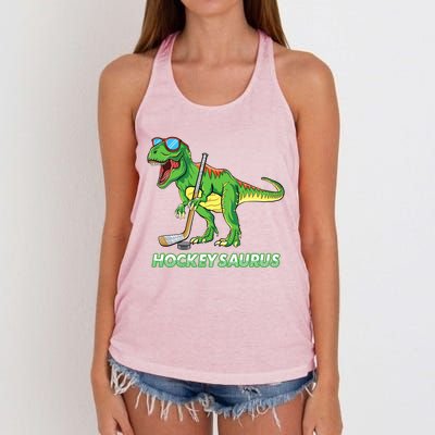 Hockeysaurus Dinosaur Ice Hockey Trex Ice Hockey Premium Women's Knotted Racerback Tank