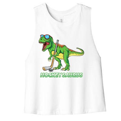 Hockeysaurus Dinosaur Ice Hockey Trex Ice Hockey Premium Women's Racerback Cropped Tank