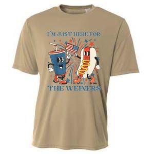 Hot Dog I'm Just Here For The Wieners 4Th Of July Cooling Performance Crew T-Shirt