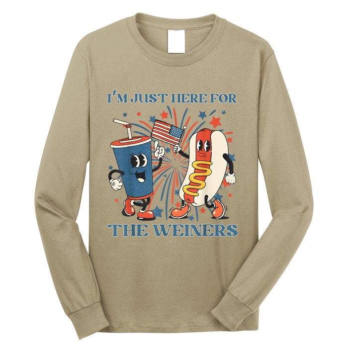 Hot Dog I'm Just Here For The Wieners 4Th Of July Long Sleeve Shirt