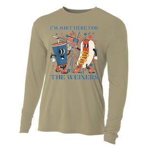 Hot Dog I'm Just Here For The Wieners 4Th Of July Cooling Performance Long Sleeve Crew