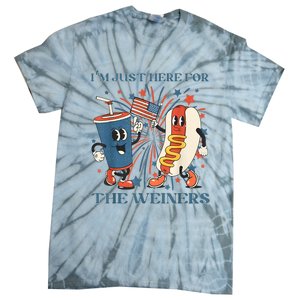 Hot Dog I'm Just Here For The Wieners 4Th Of July Tie-Dye T-Shirt