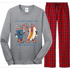 Hot Dog I'm Just Here For The Wieners 4Th Of July Long Sleeve Pajama Set