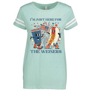 Hot Dog I'm Just Here For The Wieners 4Th Of July Enza Ladies Jersey Football T-Shirt