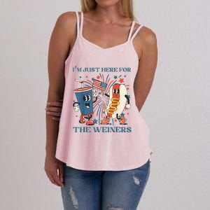 Hot Dog I'm Just Here For The Wieners 4Th Of July Women's Strappy Tank