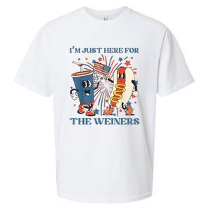 Hot Dog I'm Just Here For The Wieners 4Th Of July Sueded Cloud Jersey T-Shirt