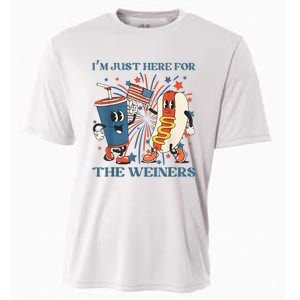 Hot Dog I'm Just Here For The Wieners 4Th Of July Cooling Performance Crew T-Shirt