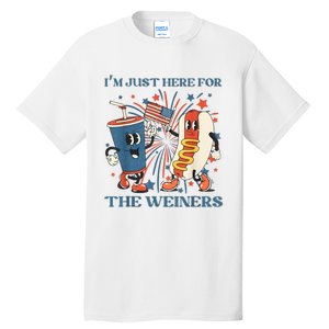 Hot Dog I'm Just Here For The Wieners 4Th Of July Tall T-Shirt