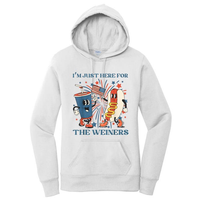 Hot Dog I'm Just Here For The Wieners 4Th Of July Women's Pullover Hoodie