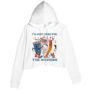 Hot Dog I'm Just Here For The Wieners 4Th Of July Crop Fleece Hoodie