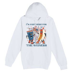 Hot Dog I'm Just Here For The Wieners 4Th Of July Premium Pullover Hoodie