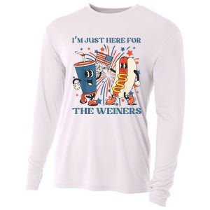 Hot Dog I'm Just Here For The Wieners 4Th Of July Cooling Performance Long Sleeve Crew