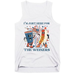 Hot Dog I'm Just Here For The Wieners 4Th Of July Tank Top