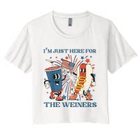 Hot Dog I'm Just Here For The Wieners 4Th Of July Women's Crop Top Tee