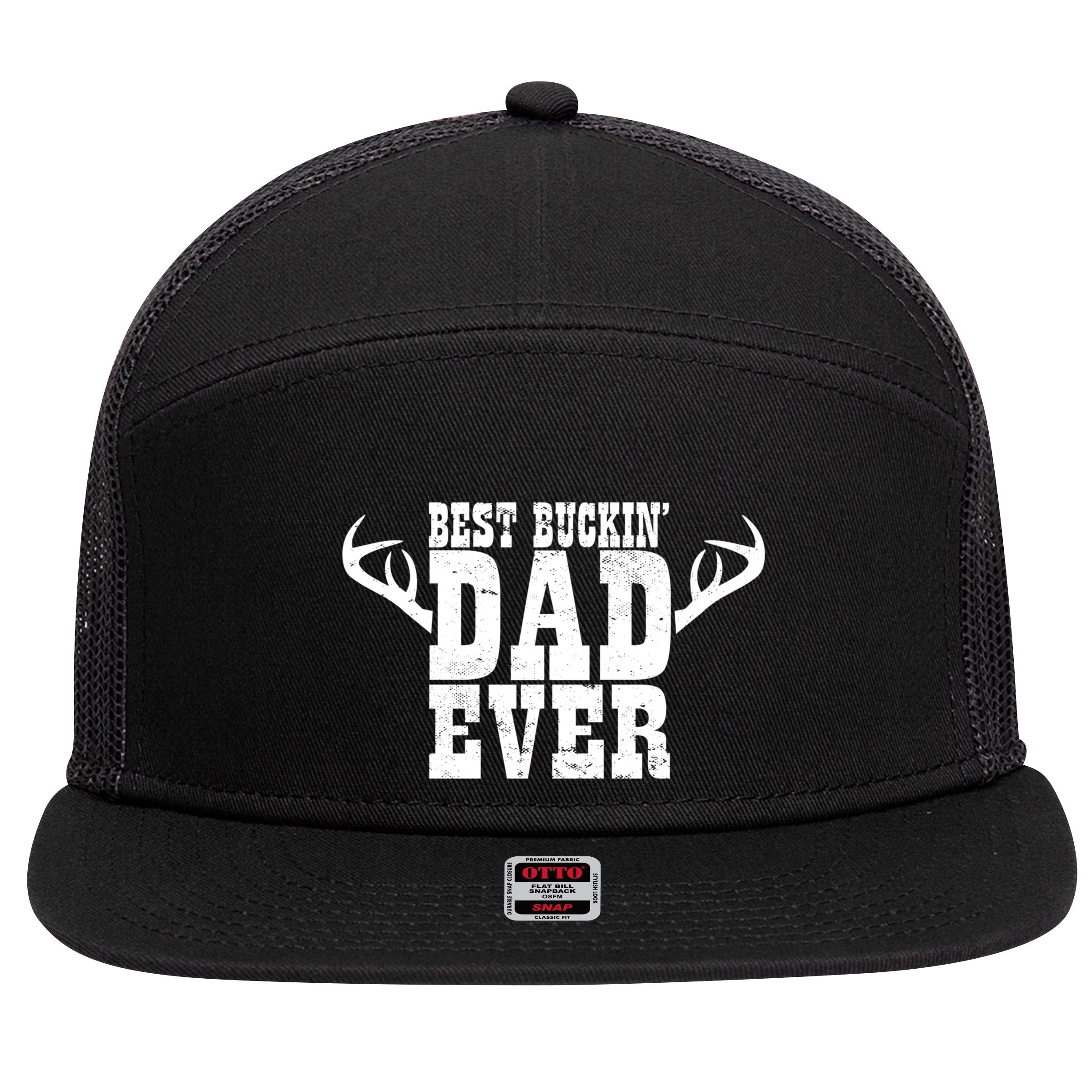 Hunter Daddy I Deer Hunting Papa I Best Buckin Dad Ever Gift 7 Panel Mesh Trucker Snapback Hat