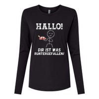 Hallo Dir Ist Was Runtergefallen Lustiges Geschenk Womens Cotton Relaxed Long Sleeve T-Shirt