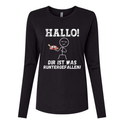 Hallo Dir Ist Was Runtergefallen Lustiges Geschenk Womens Cotton Relaxed Long Sleeve T-Shirt