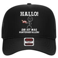 Hallo Dir Ist Was Runtergefallen Lustiges Geschenk High Crown Mesh Back Trucker Hat