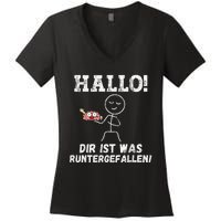 Hallo Dir Ist Was Runtergefallen Lustiges Geschenk Women's V-Neck T-Shirt