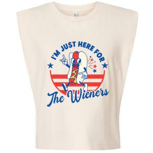 Hot Dog IM Just Here For The Wieners 4th Of July Garment-Dyed Women's Muscle Tee