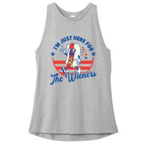 Hot Dog IM Just Here For The Wieners 4th Of July Ladies PosiCharge Tri-Blend Wicking Tank