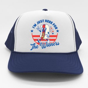 Hot Dog IM Just Here For The Wieners 4th Of July Trucker Hat