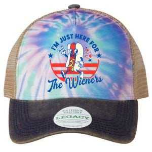 Hot Dog IM Just Here For The Wieners 4th Of July Legacy Tie Dye Trucker Hat