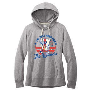 Hot Dog IM Just Here For The Wieners 4th Of July Women's Fleece Hoodie