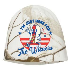 Hot Dog IM Just Here For The Wieners 4th Of July Kati - Camo Knit Beanie