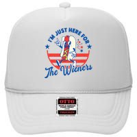 Hot Dog IM Just Here For The Wieners 4th Of July High Crown Mesh Back Trucker Hat