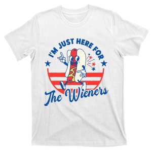 Hot Dog IM Just Here For The Wieners 4th Of July T-Shirt