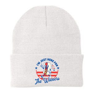 Hot Dog IM Just Here For The Wieners 4th Of July Knit Cap Winter Beanie