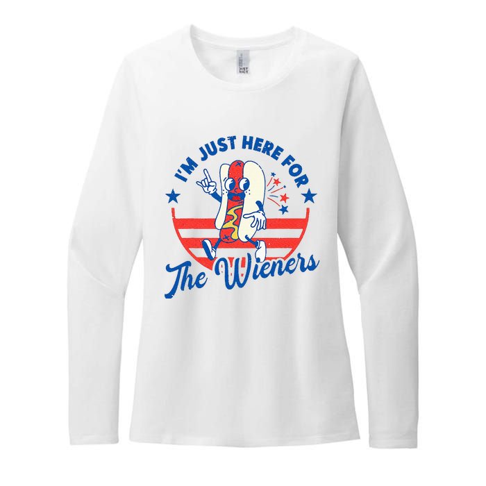 Hot Dog IM Just Here For The Wieners 4th Of July Womens CVC Long Sleeve Shirt