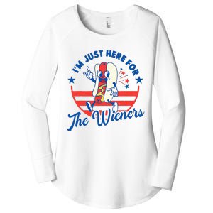 Hot Dog IM Just Here For The Wieners 4th Of July Women's Perfect Tri Tunic Long Sleeve Shirt