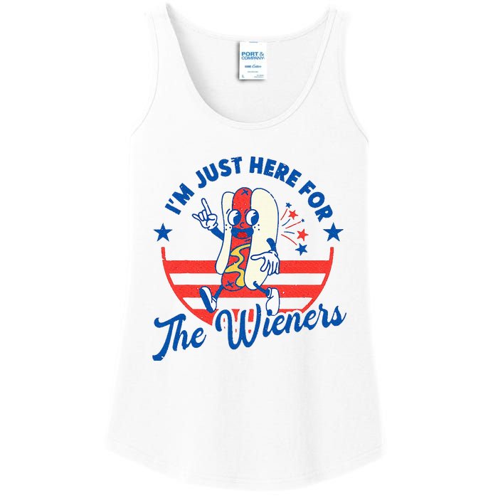 Hot Dog IM Just Here For The Wieners 4th Of July Ladies Essential Tank