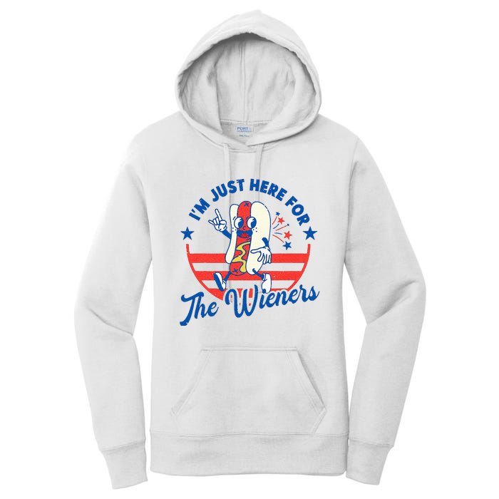 Hot Dog IM Just Here For The Wieners 4th Of July Women's Pullover Hoodie