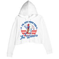 Hot Dog IM Just Here For The Wieners 4th Of July Crop Fleece Hoodie