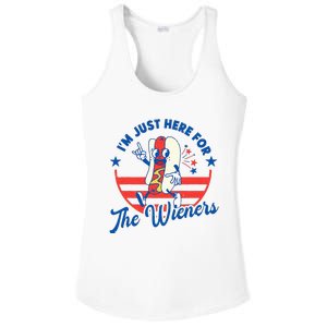 Hot Dog IM Just Here For The Wieners 4th Of July Ladies PosiCharge Competitor Racerback Tank