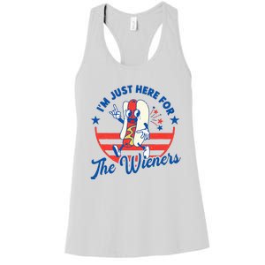 Hot Dog IM Just Here For The Wieners 4th Of July Women's Racerback Tank