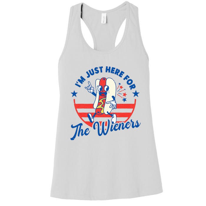 Hot Dog IM Just Here For The Wieners 4th Of July Women's Racerback Tank