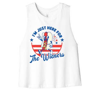 Hot Dog IM Just Here For The Wieners 4th Of July Women's Racerback Cropped Tank