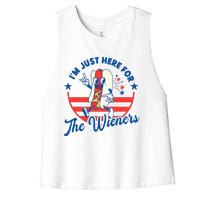 Hot Dog IM Just Here For The Wieners 4th Of July Women's Racerback Cropped Tank