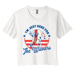 Hot Dog IM Just Here For The Wieners 4th Of July Women's Crop Top Tee