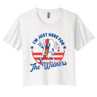 Hot Dog IM Just Here For The Wieners 4th Of July Women's Crop Top Tee