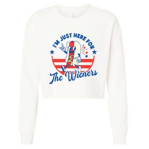 Hot Dog IM Just Here For The Wieners 4th Of July Cropped Pullover Crew