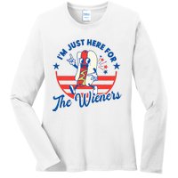 Hot Dog IM Just Here For The Wieners 4th Of July Ladies Long Sleeve Shirt