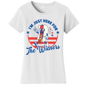 Hot Dog IM Just Here For The Wieners 4th Of July Women's T-Shirt